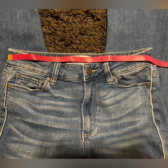 Paige Women's High Rise Lou Lou Flare Jeans Silver Piping Out-seam Slit - Picture 9 of 13